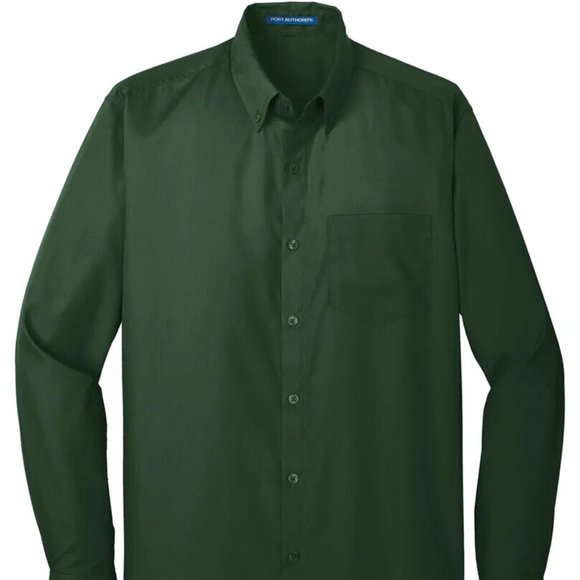 Port Authority Men's Long Sleeve Shirt Deep Forest Green W100 - Size 2XL - Picture 2 of 3